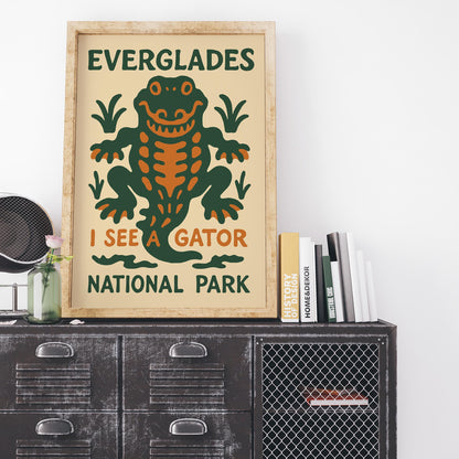 Everglades Gator Retro Poster