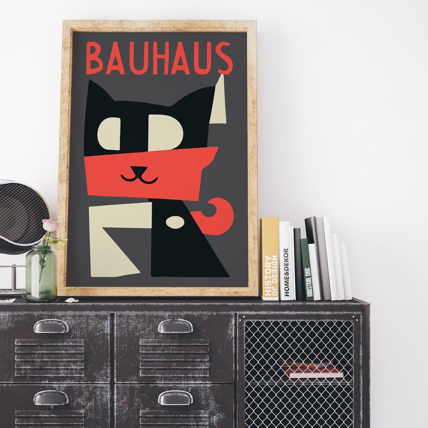 Bauhaus Cat Retro Poster