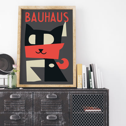 Bauhaus Cat Retro Poster