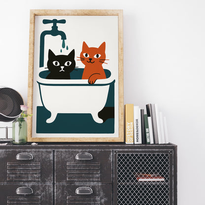 Bath Time Cats Poster Print