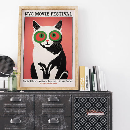 Retro NYC Movie Festival Cat Poster