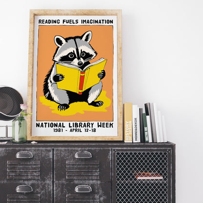 National Library Week Raccoon Poster