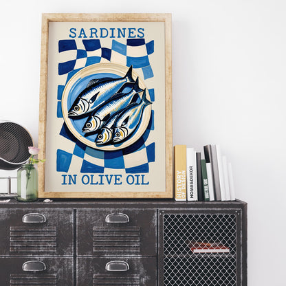 Sardines in Olive Oil Retro Poster