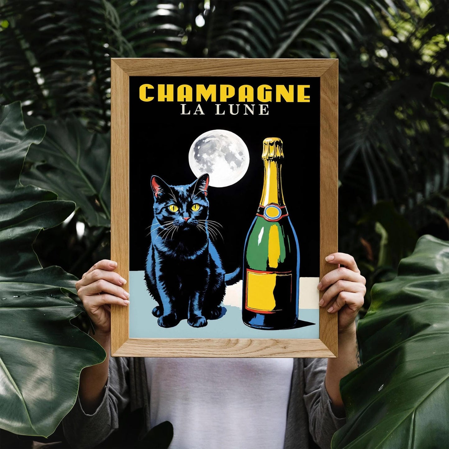 Cat With Champagne Poster Print