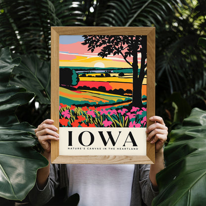 Iowa Colorful Landscape Travel Poster