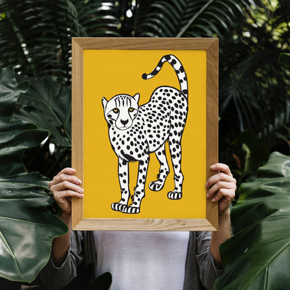 White Jungle Cat Quirky Art Print