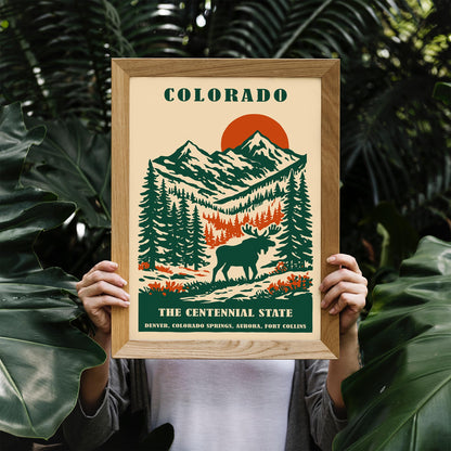 Colorado The Centennial State Travel Poster – Mountain Wall Art Print