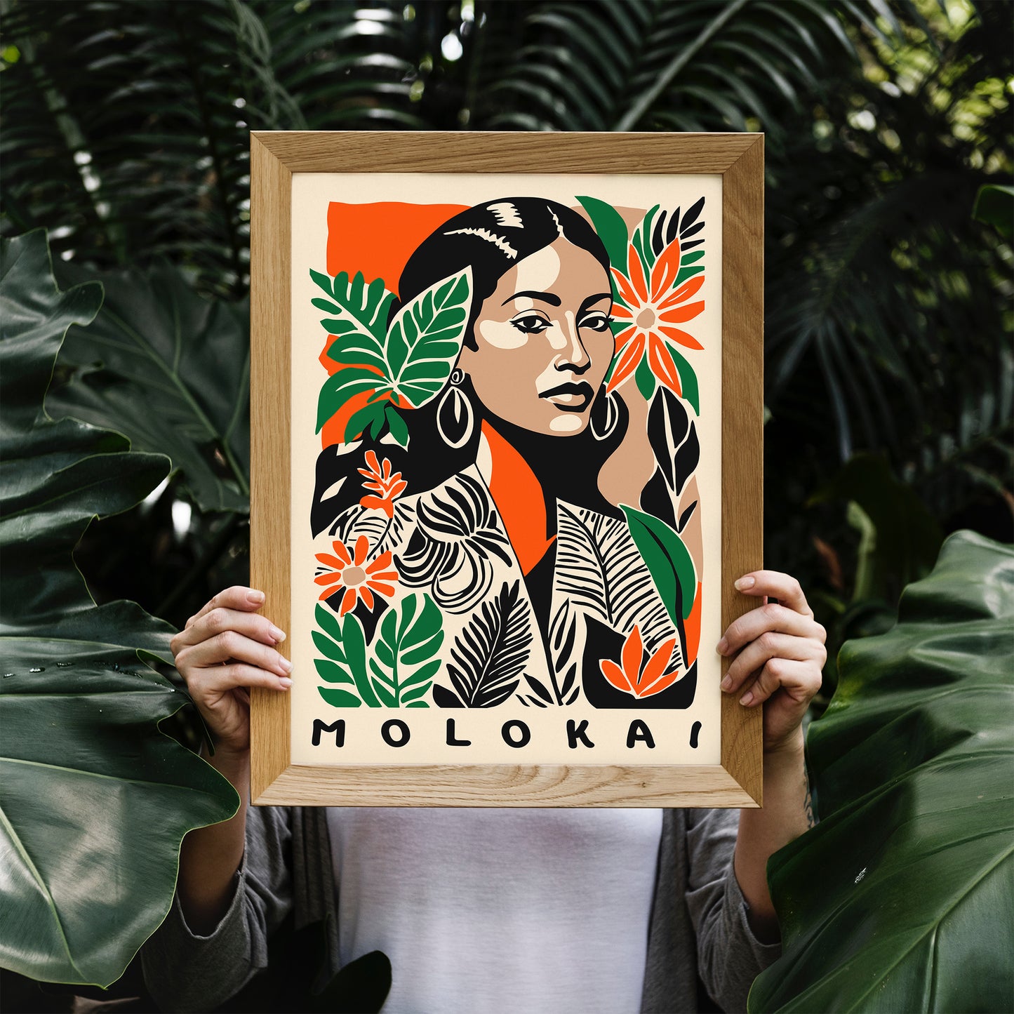 Molokai Hawaii Flower Woman Poster
