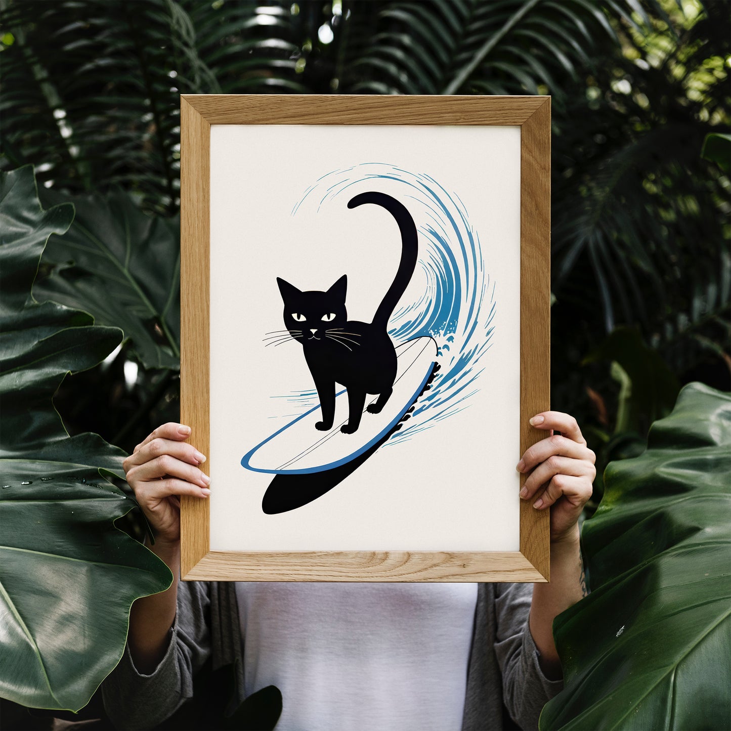 Cute Surfing Cat Art Print