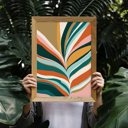 Retro Tropical Colorful Leaf Poster