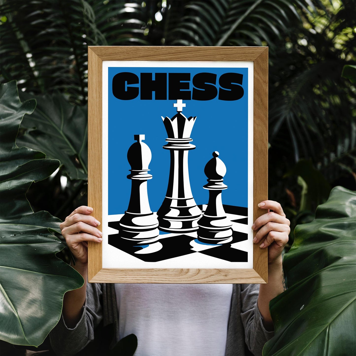 Bold Blue Chess Trio Poster Print