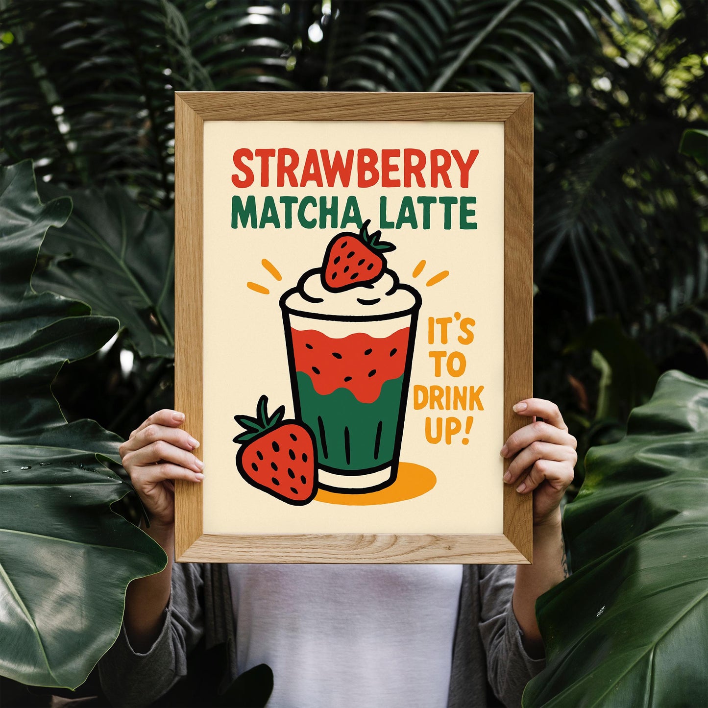 Strawberry Matcha Drink Wall Art
