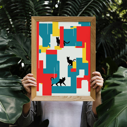 Mid-Century Modern Cats Poster