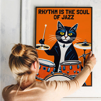 Funky Jazz Cat Drum Kit Poster