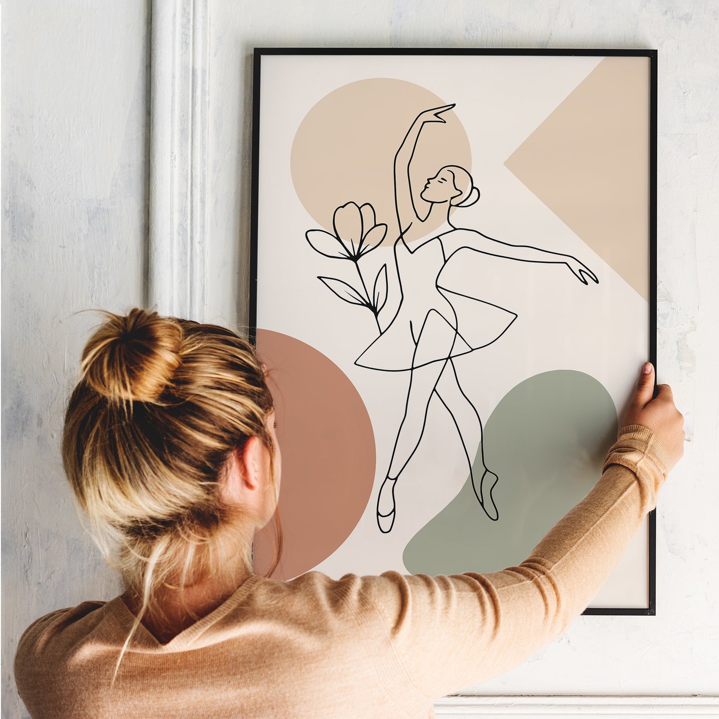 Line Art Ballerina Print - Aesthetic Wall Art