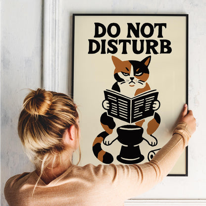 Playful Cat Bathroom Poster