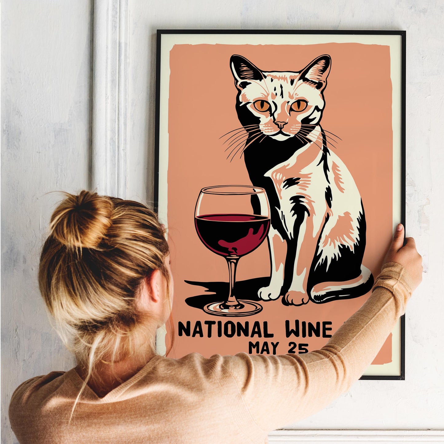 National Wine Day Cat Print