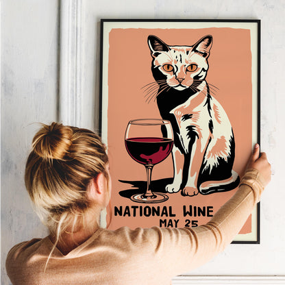 National Wine Day Cat Print