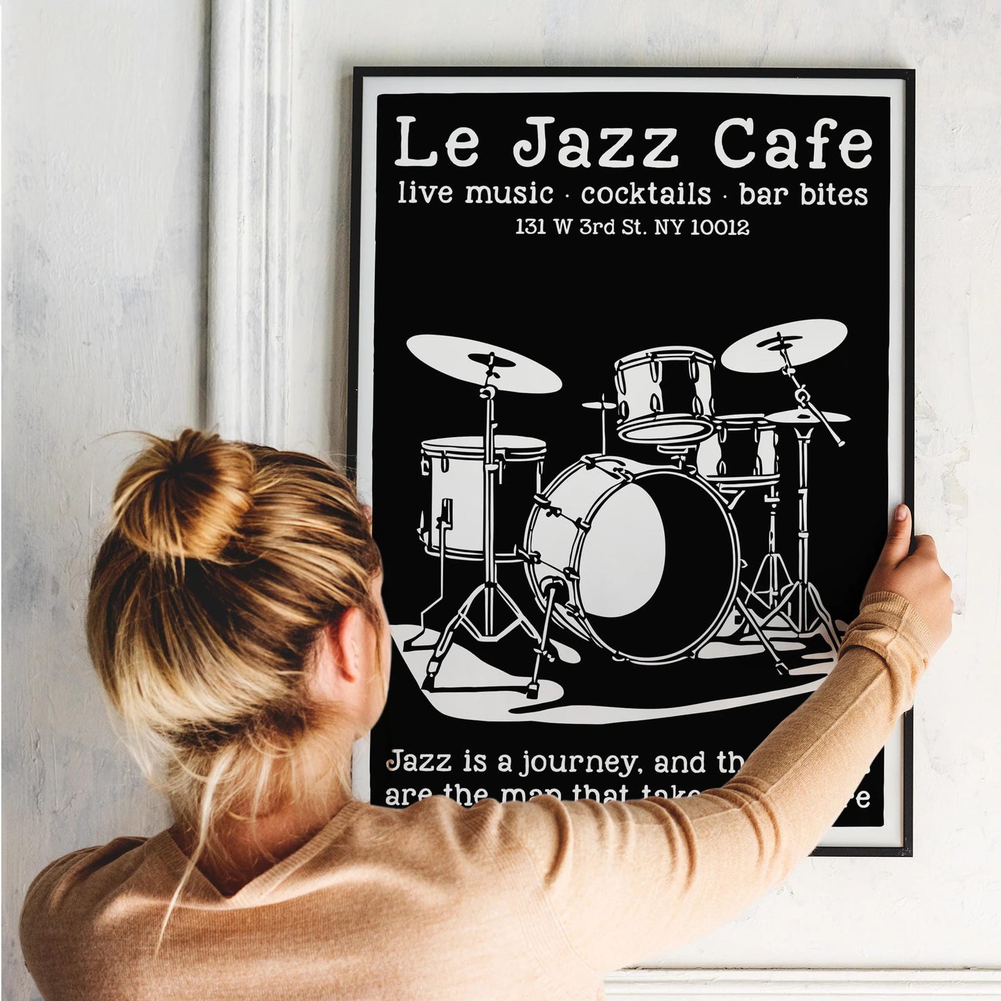 Le Jazz Cafe Black and White Poster
