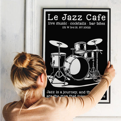 Le Jazz Cafe Black and White Poster