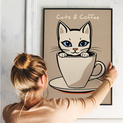 Cats & Coffee Kitchen Poster