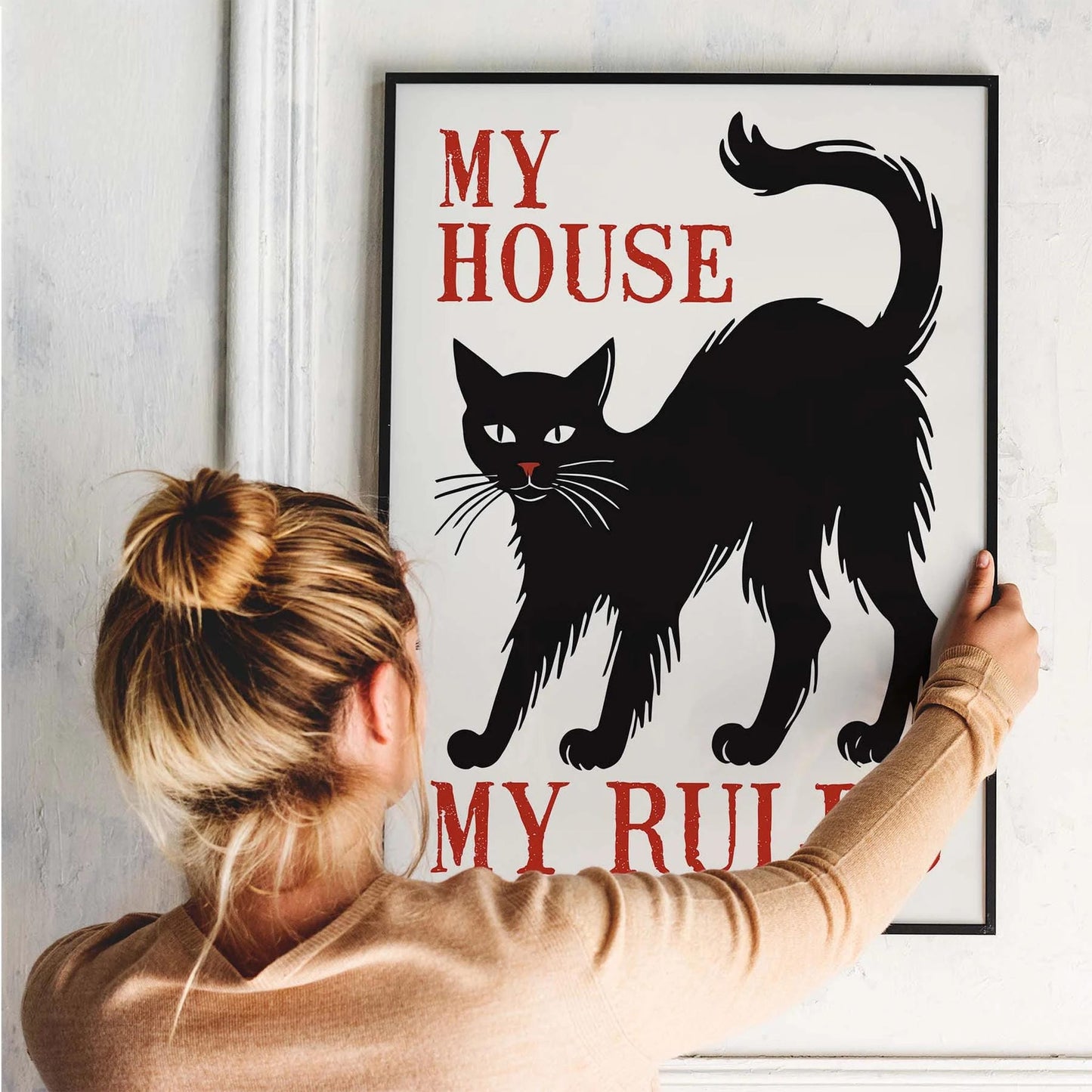 My House My Rules Cat Poster for Entryway