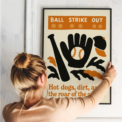 Ball Strike Out Baseball Poster