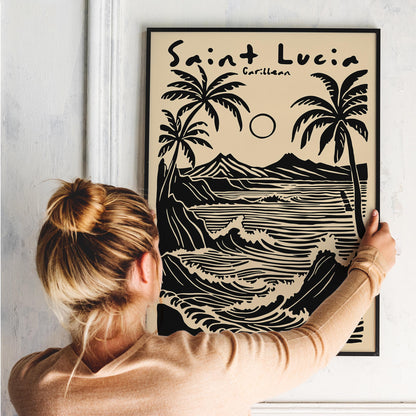 Saint Lucia Caribbean Tropical Black Poster