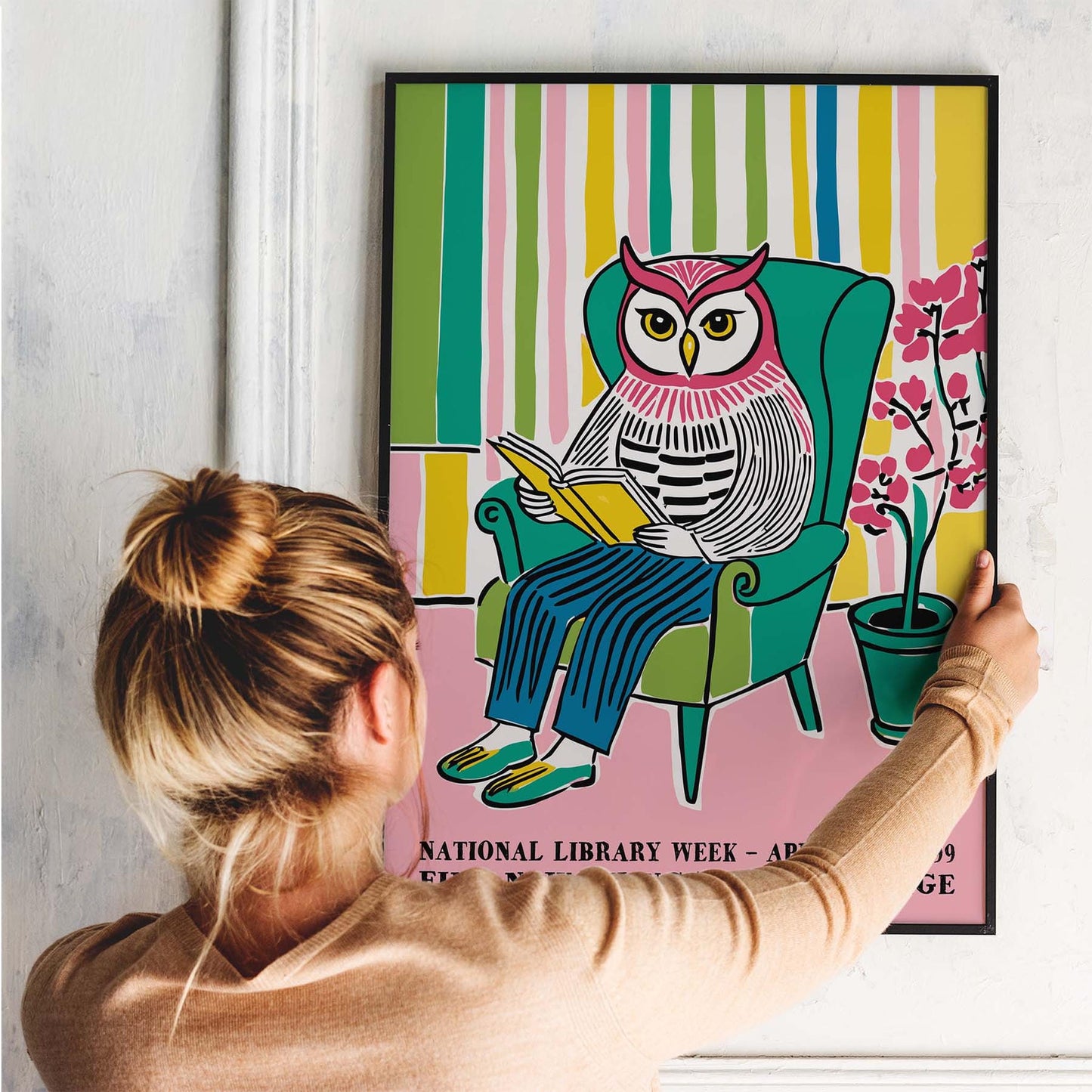 Library Week Owl Poster Print