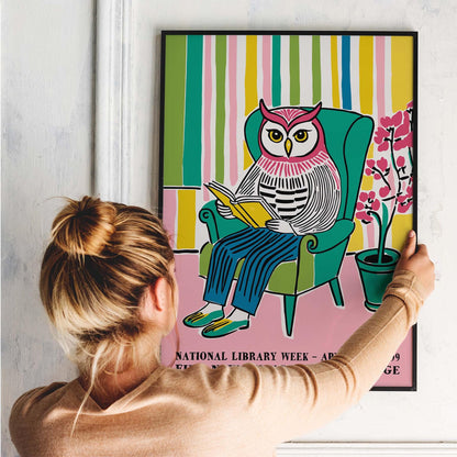 Library Week Owl Poster Print