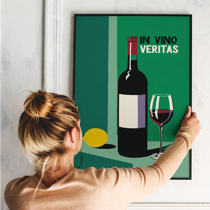 In Vino Veritas Retro Wine Poster Print