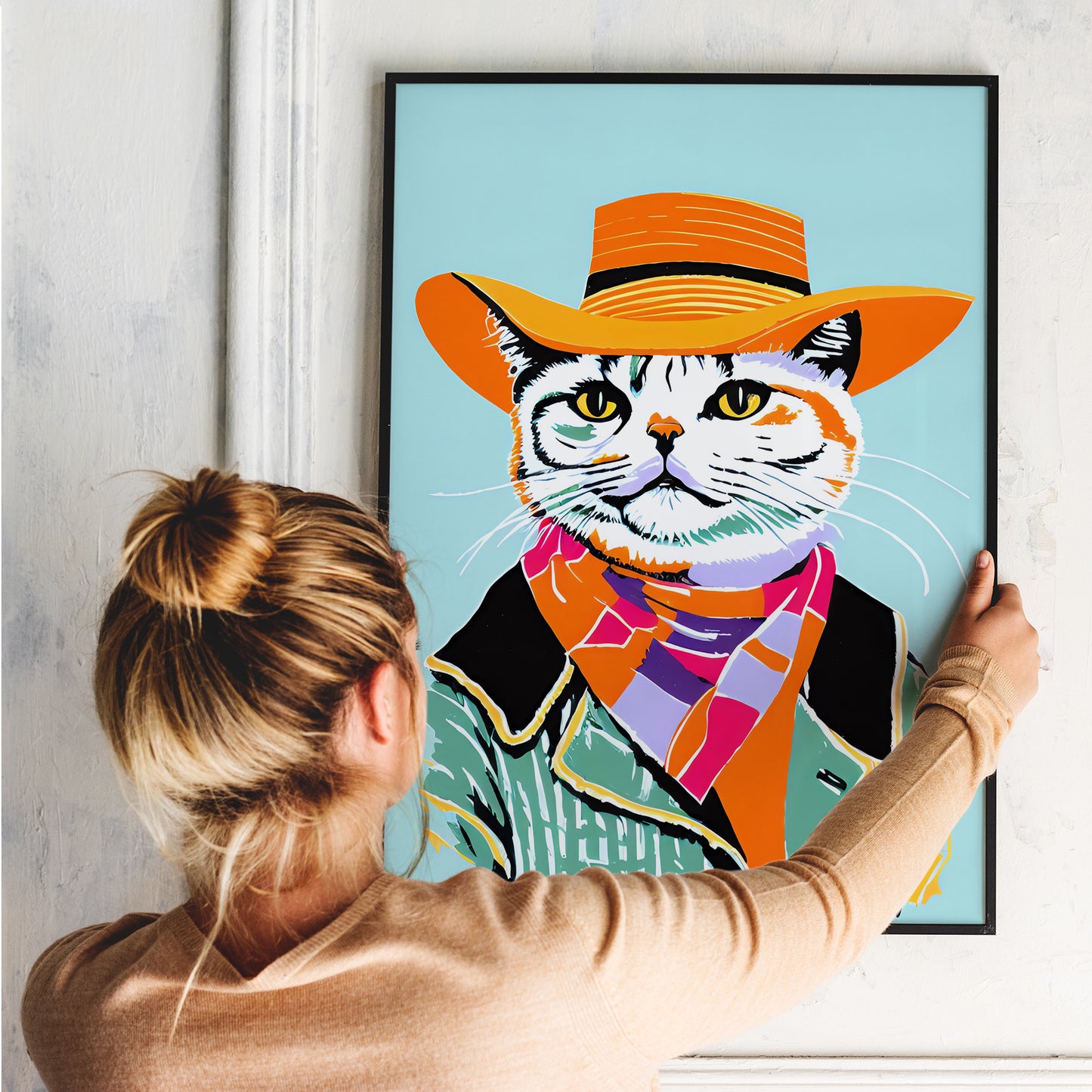 Cowboy Cat Portrait Art Print