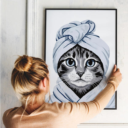 Chic Spa Cat Portrait Poster