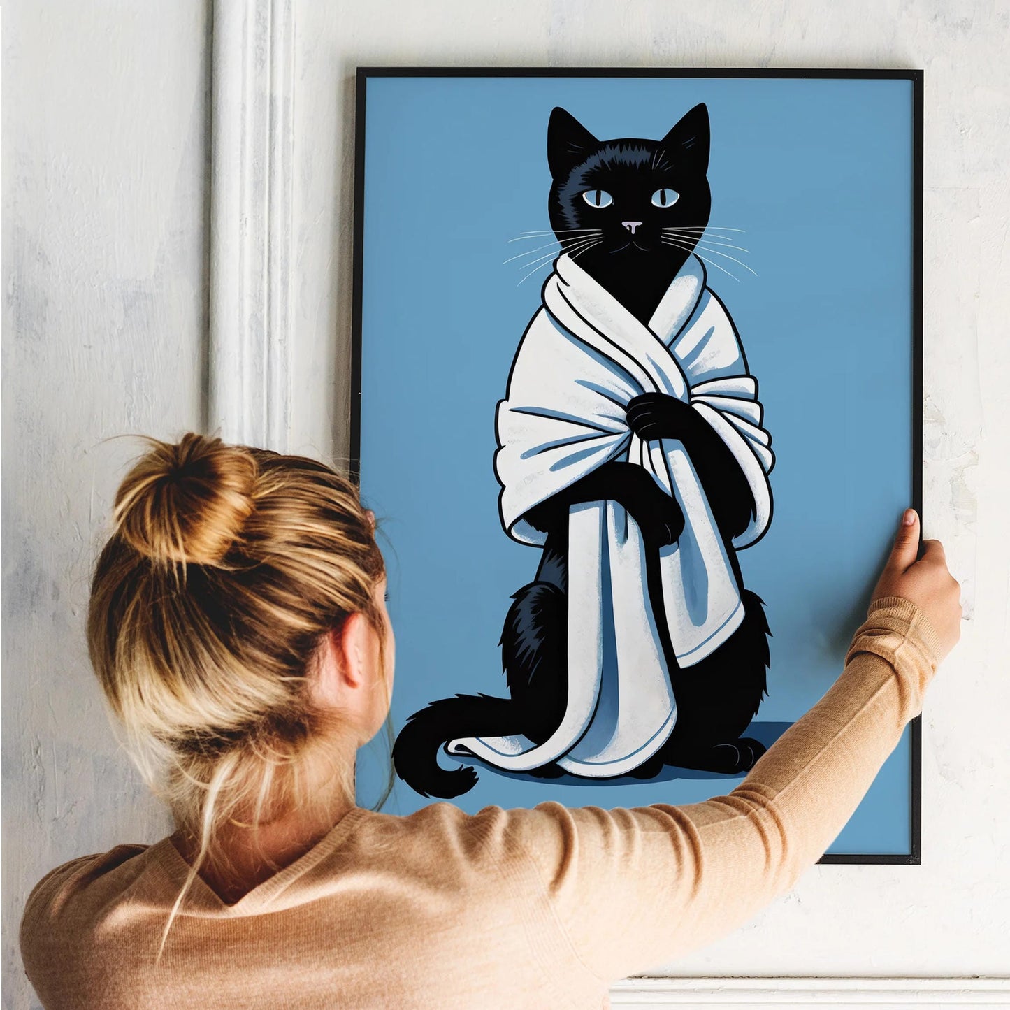 Elegant Cat Spa Day Wall Art Print