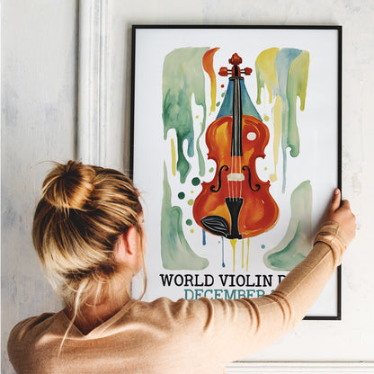 World Violin Day Retro Poster