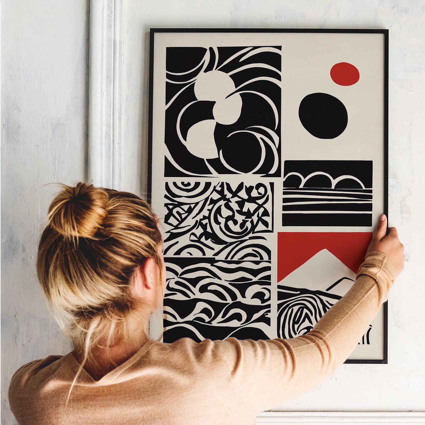 Black Abstract Rustic Cut Outs Art Print