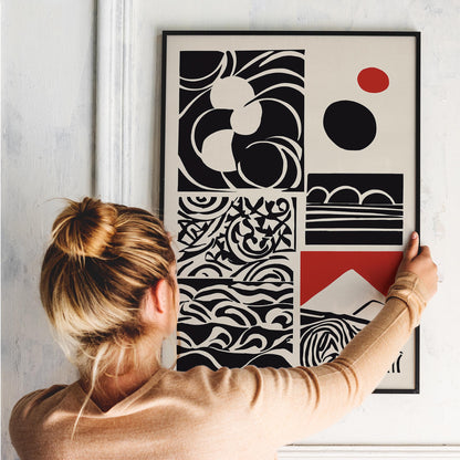 Black Abstract Rustic Cut Outs Art Print