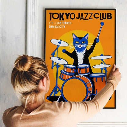 Tokyo Jazz Club - Cat Drummer Poster