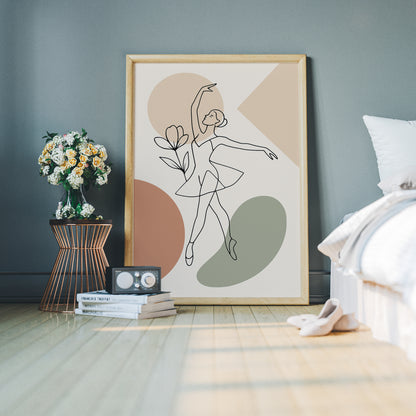 Line Art Ballerina Print - Aesthetic Wall Art