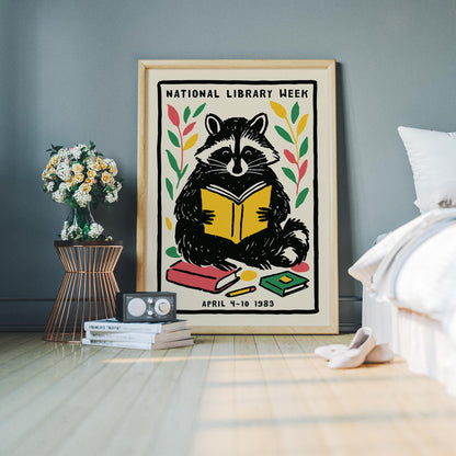 Raccoon Reader Poster