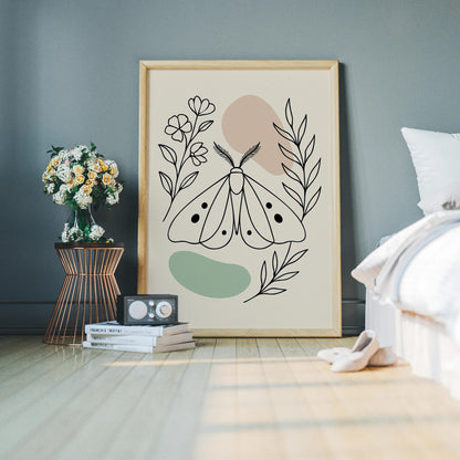 Line Art Moth Poster - Minimalist Design
