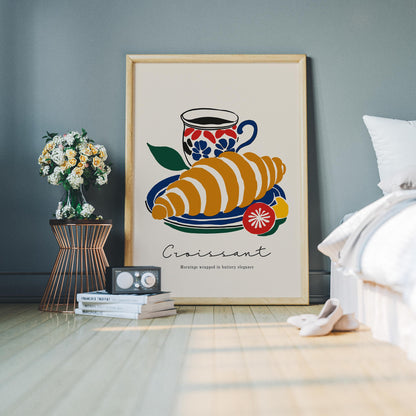 Croissant and Coffee Art Print