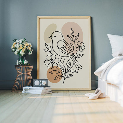 Cute Little Bird Line Art Print 2025