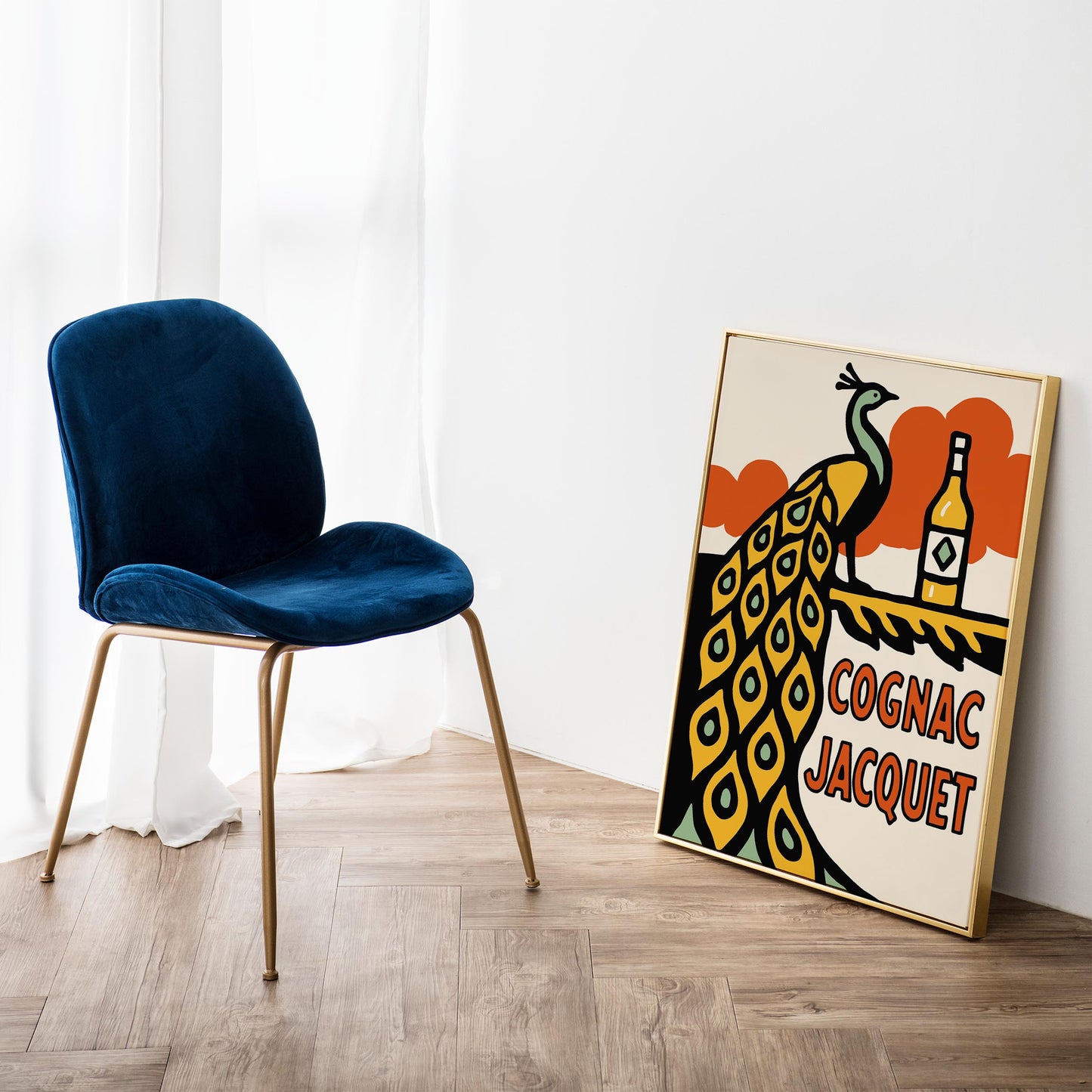 Cognac Peacock Art Poster