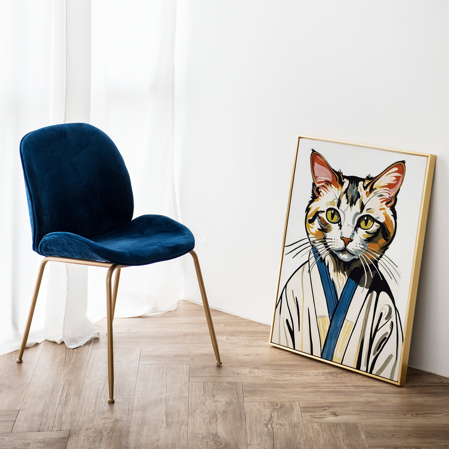 Cat in Bathrobe Wall Art Poster