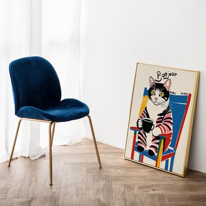 Bonjour Cat Poster Print