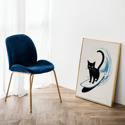 Cute Surfing Cat Art Print