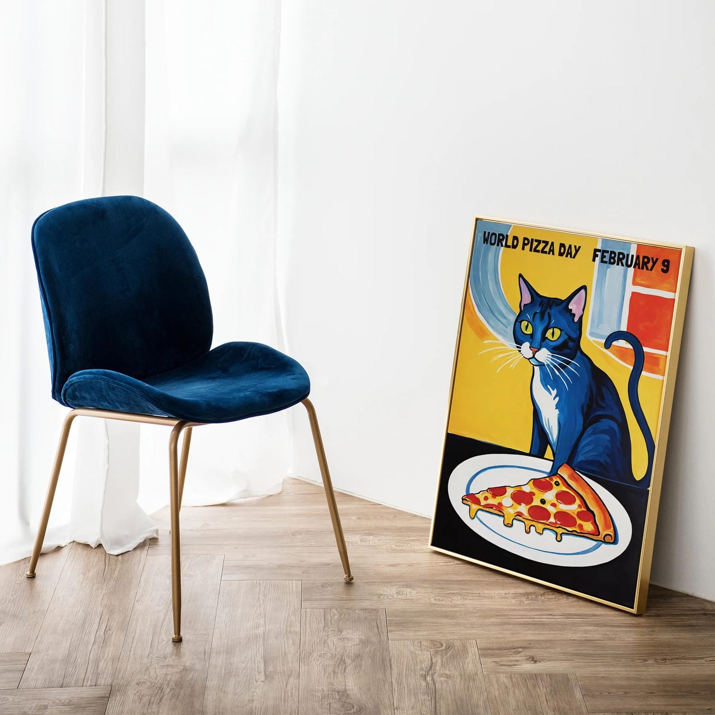 World Pizza Day Cat Poster