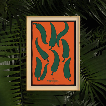 Retro Capsicum Chillies Wall Art Poster