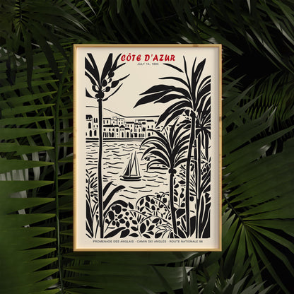 Cote d Azur Vintage Travel Poster